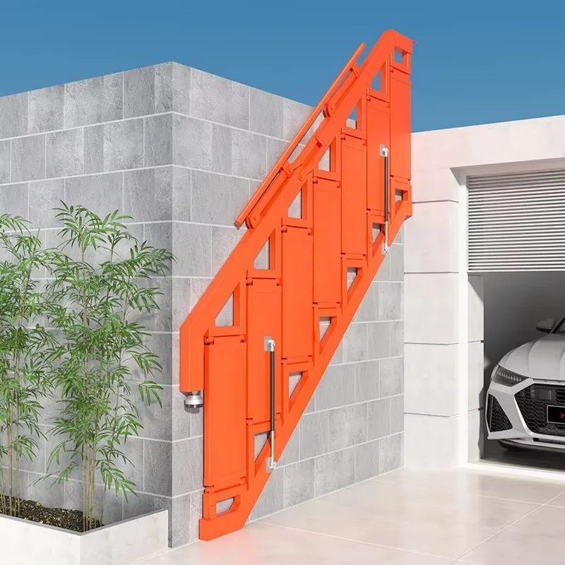 Modern Custom Folding Wall Storage Stairs Solid Wooden and Aluminum Ladder Invisible Attic Staircase with Unique Design