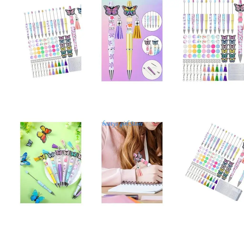 

C7AB Plastic Beadable Pen Bead Ballpoint Pen Pendant Bead Pen Shafts Rollerball Pen