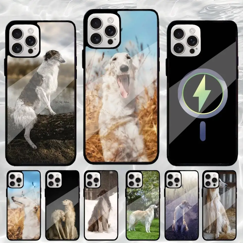

Borzoi Dog Wolfhound Phone Case For iPhone17,16,15,14,13,12,11 Plus,Pro Max Magnetic Magsafe Wireless Charging