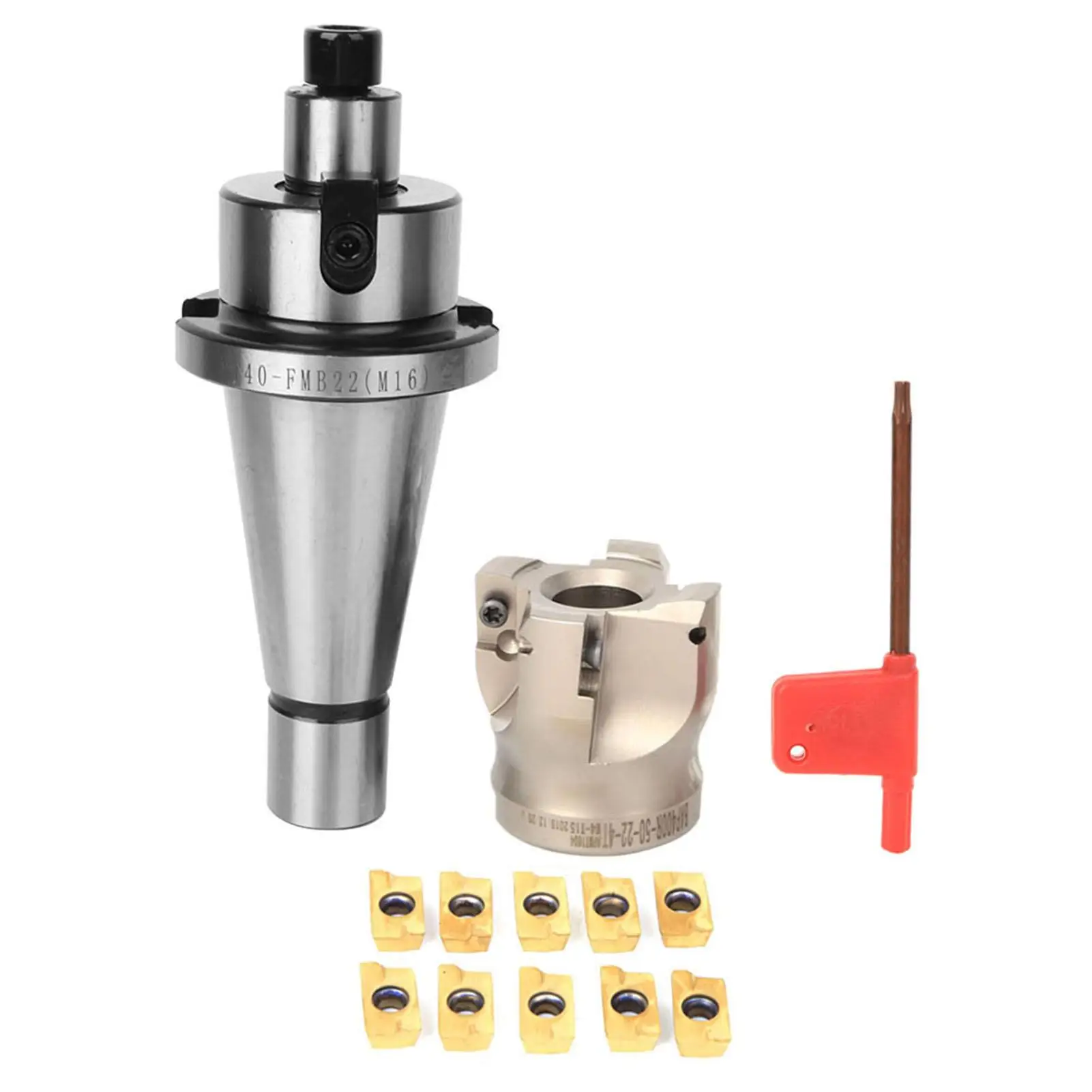 

NT40-FMB22 Face Mill Cutter Kit with BAP400R-50-22-4T & APMT1604 Inserts for Woodworking