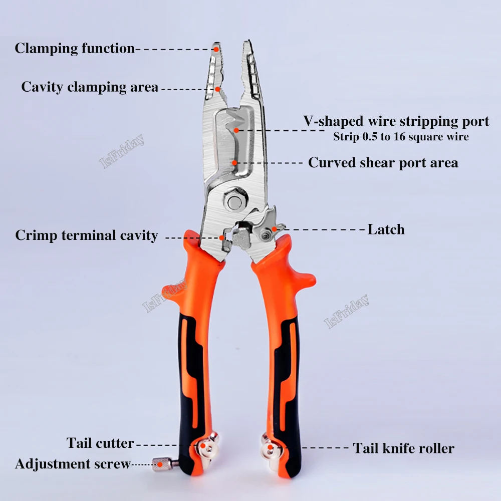 10 in 1 Hand Tool Multifunct Wire Stripper Heavy Duty Universal Pliers Wire Stripper Cable Cutter Terminal Crimping Hand Tool