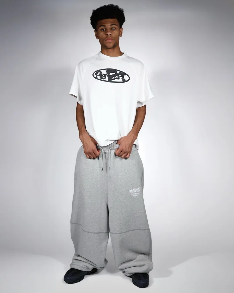 Grey Grey Contrast Stitch Patchwork Wide Leg Sweatpants Unisex Drawstring Cuff Vintage Streetwear Casual Track Joggers - Aliexpress Deal