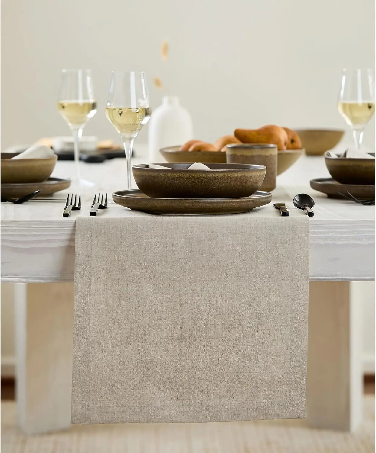 

Extra Long Linen Table Runner 132 Inches - 100% Pure European Flax, 14x132 Inch, Natural