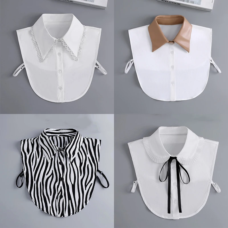 Linbaiway New Lapel Fake Collar Vintage Detachable Shirt Collar for Women Blouse Sweater False Collar Lapel Top Neckwear Ties