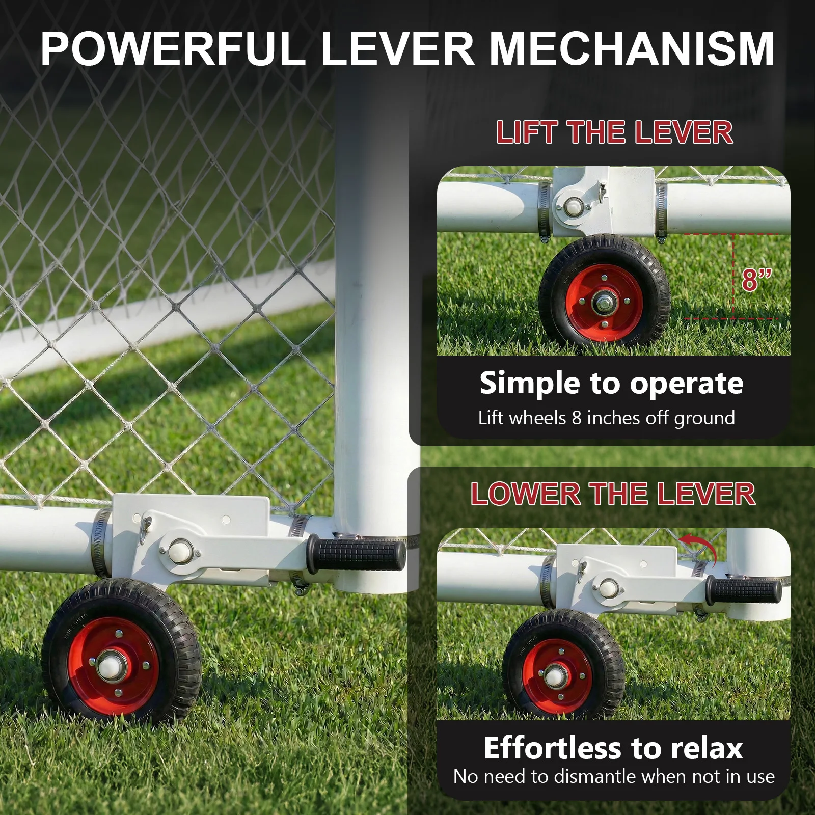 

Soccer Goal Dolly with High Lift Wheels Portable Soccer Goal Wheels & Brackets Easy-Move for Portable Poultry Mobilization