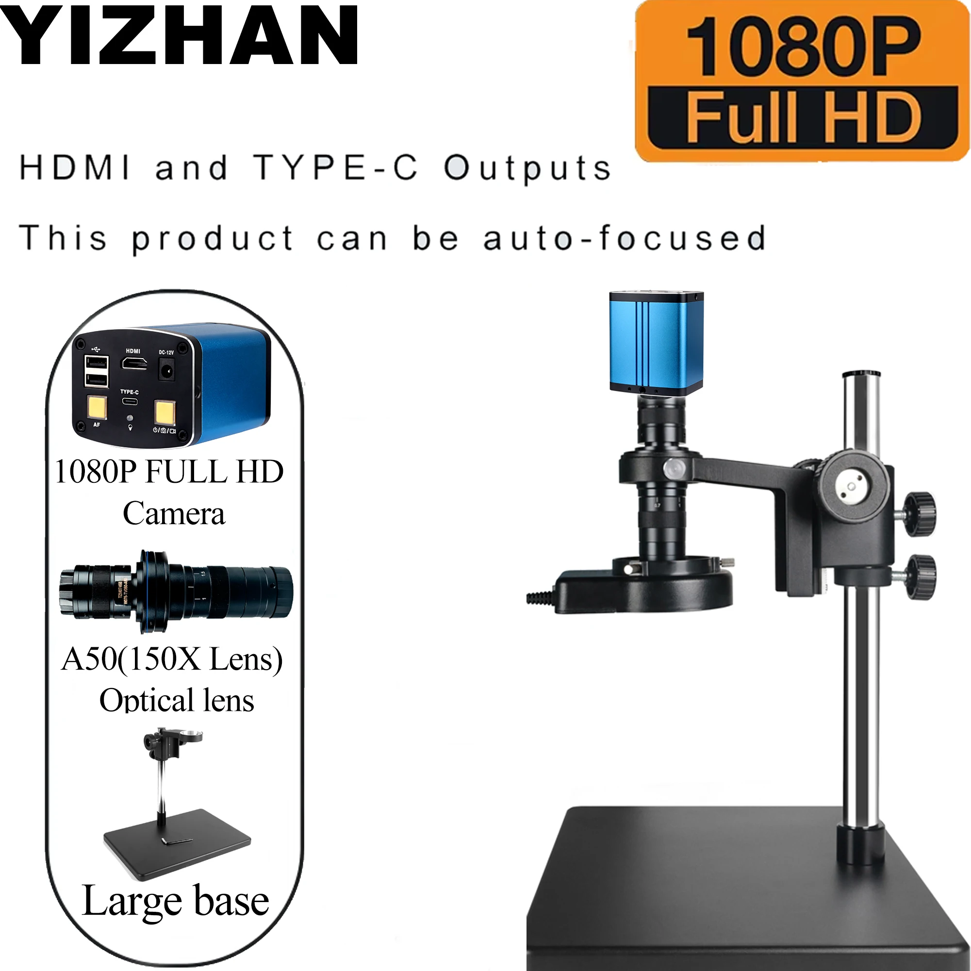 

YIZHAN Autofocus HD Video Microscope Suit Type-C CCD Camera IMX307 Sensor 1080P 60FPS Wireless Mouse for Phone PCB Repair
