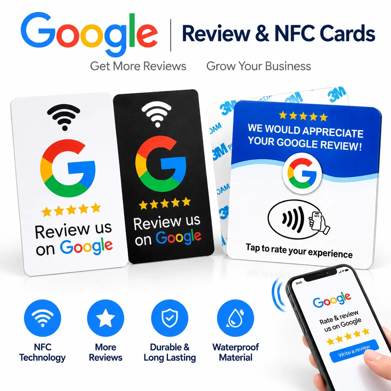 2026 New Google Card NFC Code Tap Business Desktop Sticker Google Review Card RFID Card NFC Google Review Card