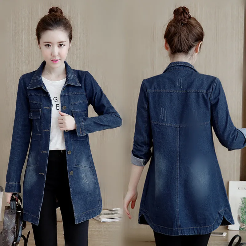 

Spring Autumn plus Size Women's Jeans Jaet Loose Slimming Medium Length with Holes Casual Sle Button up Long Sve ...