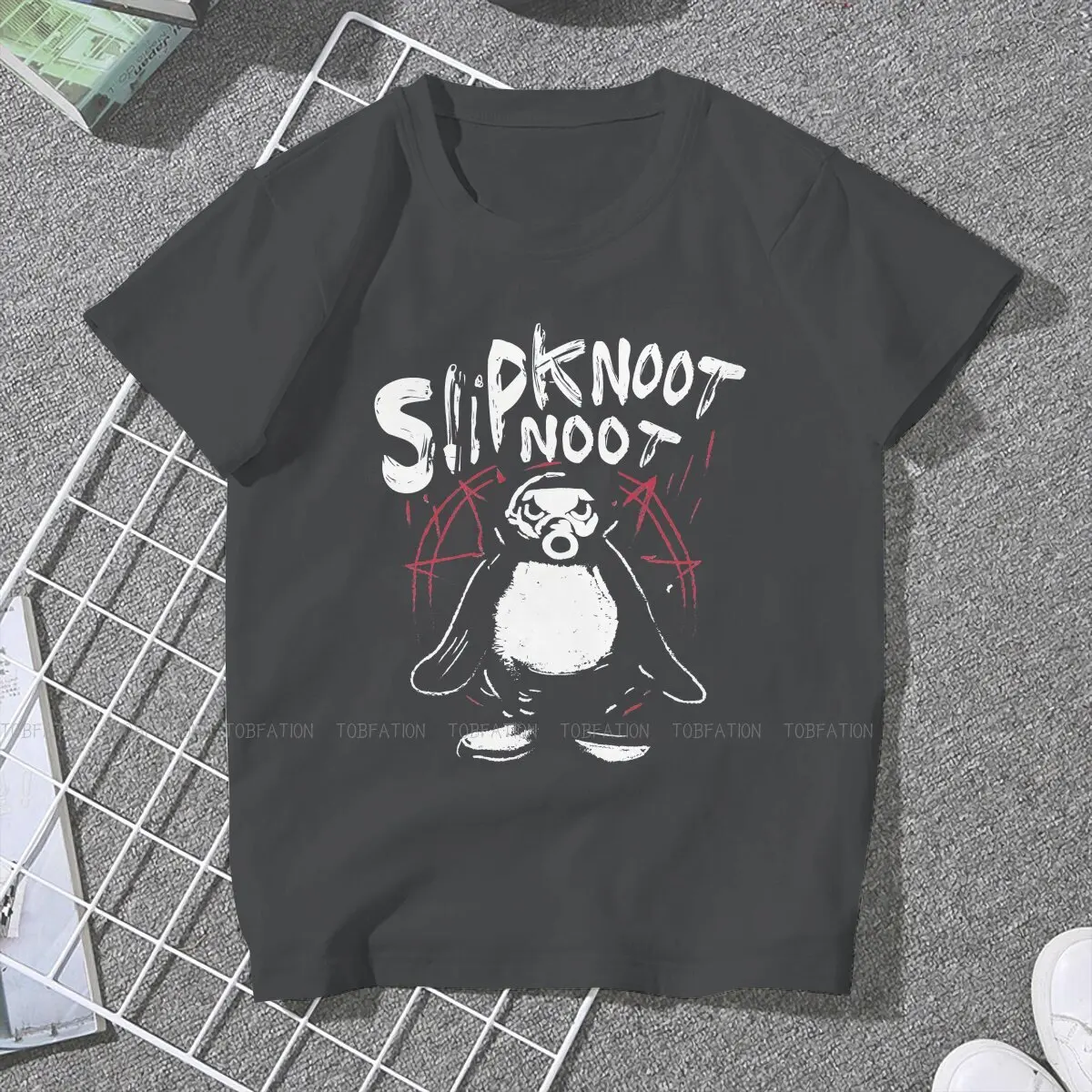 Heavy Black Metal Women T Shirt Slipknoot Noot Penguin Death Metal Goth Hard Rock Essential  Female Tees Ladies Cotton Tshirt