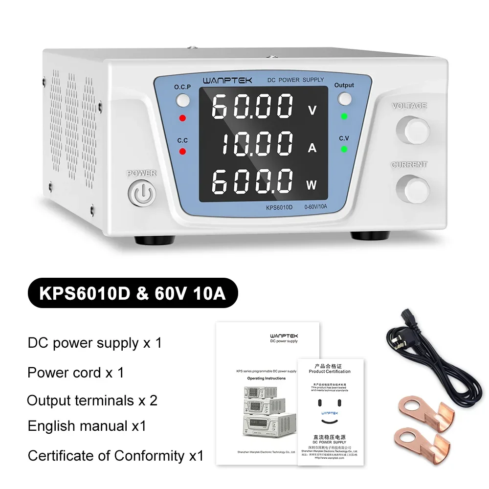 Wanptek Krachtige verstelbare voeding 30V 20A / 60V 20A Laboratorium schakelende voeding voor het opladen en verouderen van de batterij
