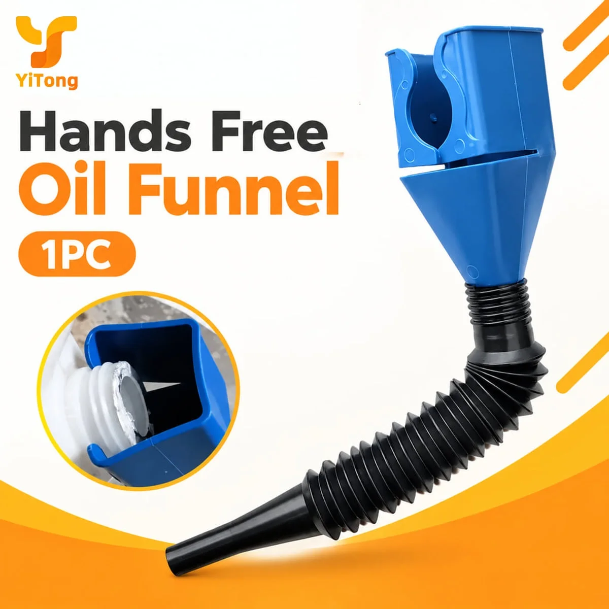 Yitong Hands Free Oil Funnel Foldable Flexible Extendable Design for Easy Hands Free Fluid Filling in Multiple Use Applications