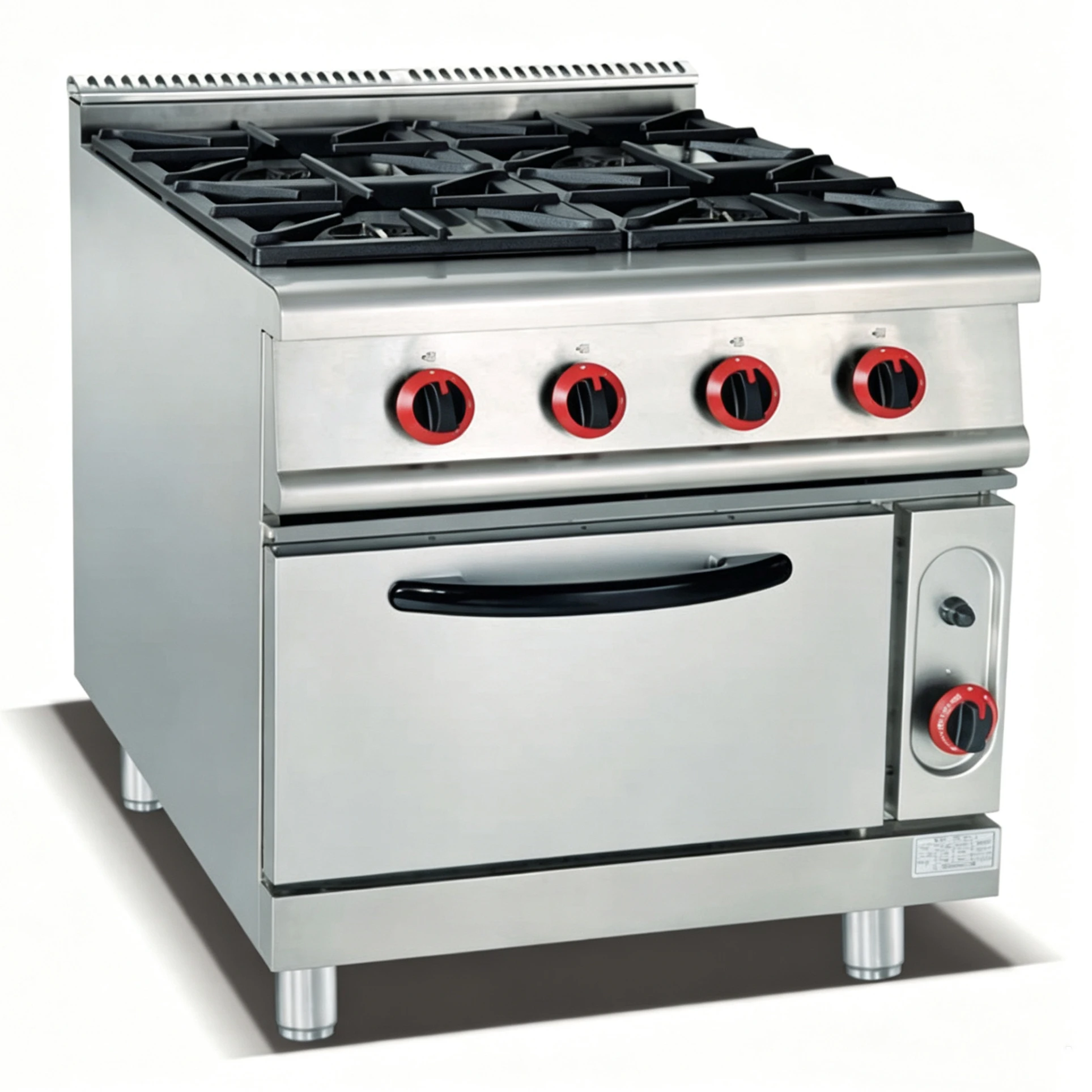 4 Burner Commercial G/as Stove Flat Top Stainless Steel Oven Grill High-Power Burners Easy Cleaning for Kitchen Indoor Daily