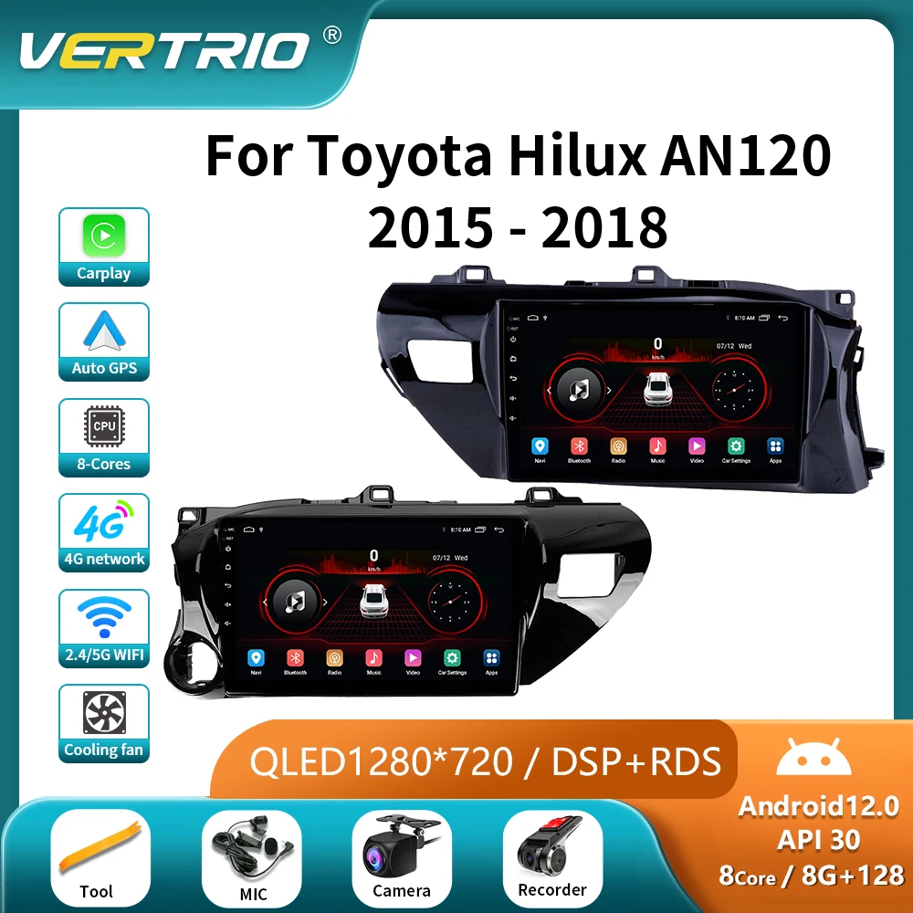 

Android12 Auto 2 Din Car Radio Multimedia Toyota Hilux Pick Up AN120 2015 - 2018 2din Stereo Carplay GPS RHD LHD DVD 8Core WIFI