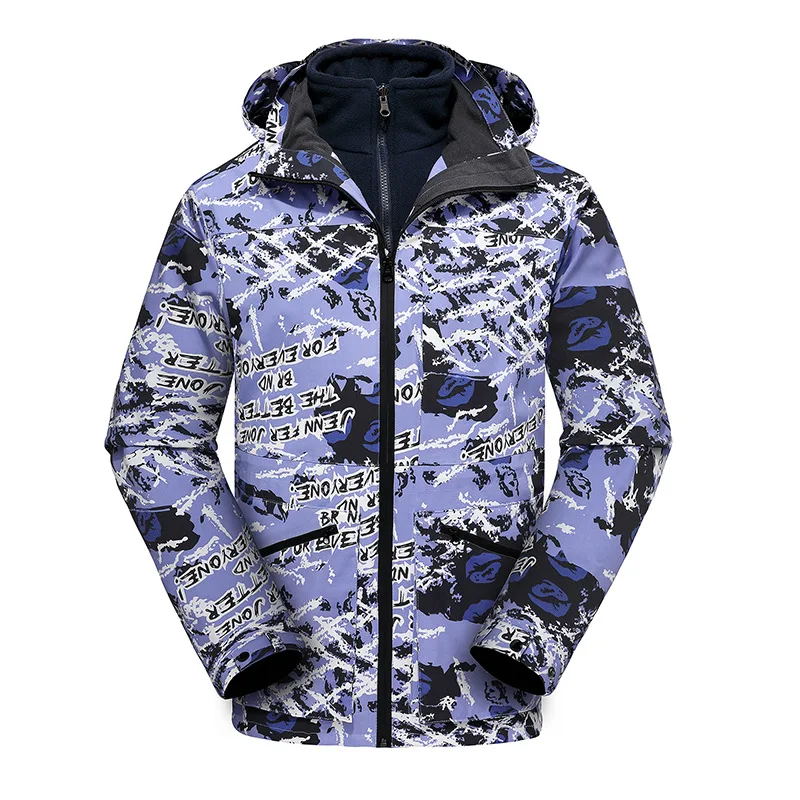 

Manufacturer wholesale new outdoor three-in-one jacket two-piece set cold-proof thickened fleece jacket work clothes mountaineer
