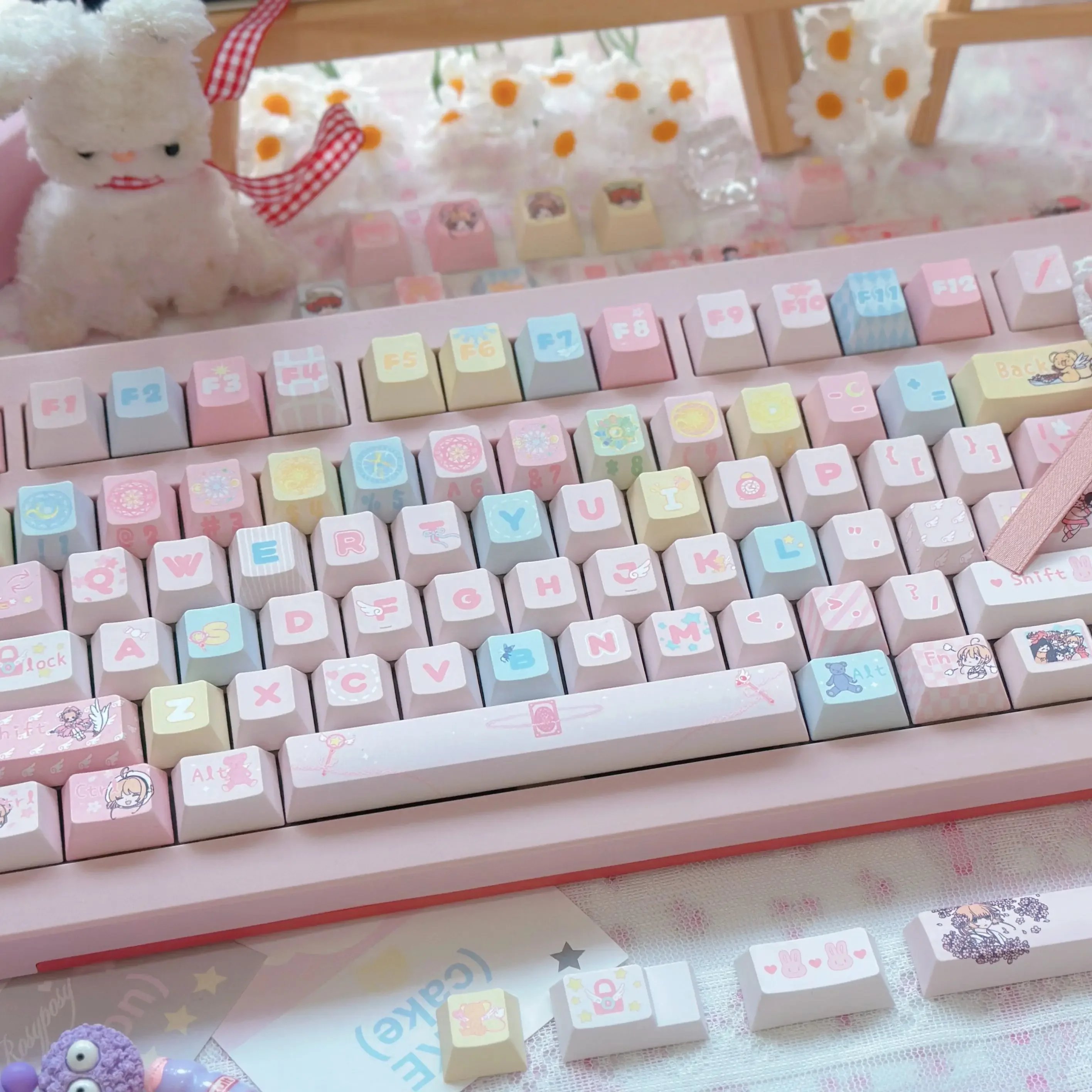 Cardcaptor Sakura Theme Keycaps Set PBT 128keys Cherry MOA Custom Original Handmade Keycaps for Mechanical Keyboard Accessories