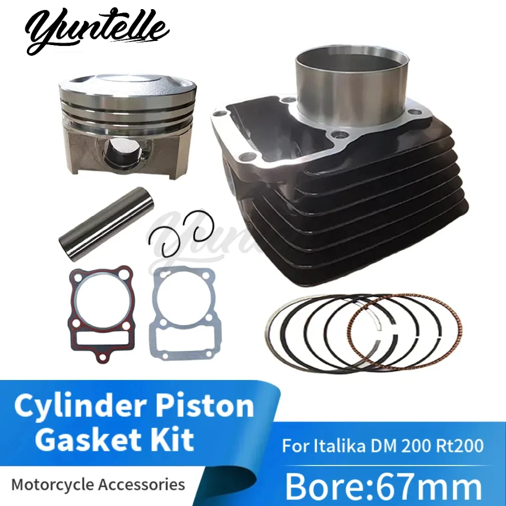 67mm Bore Cylinder Block Piston Ring Gasket Kit For Italika DM200 RT200 DM RT 200 198cc 2014-2024 Motor Accessories E0304KC12