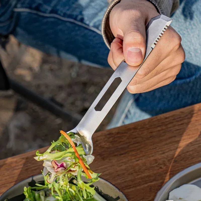 10 in 1 Titanium Fork Spoon Knife Set Portable Ultralight Outdoor Picnic Tableware for Camping Hiking Travel Kitchen Dinnerware