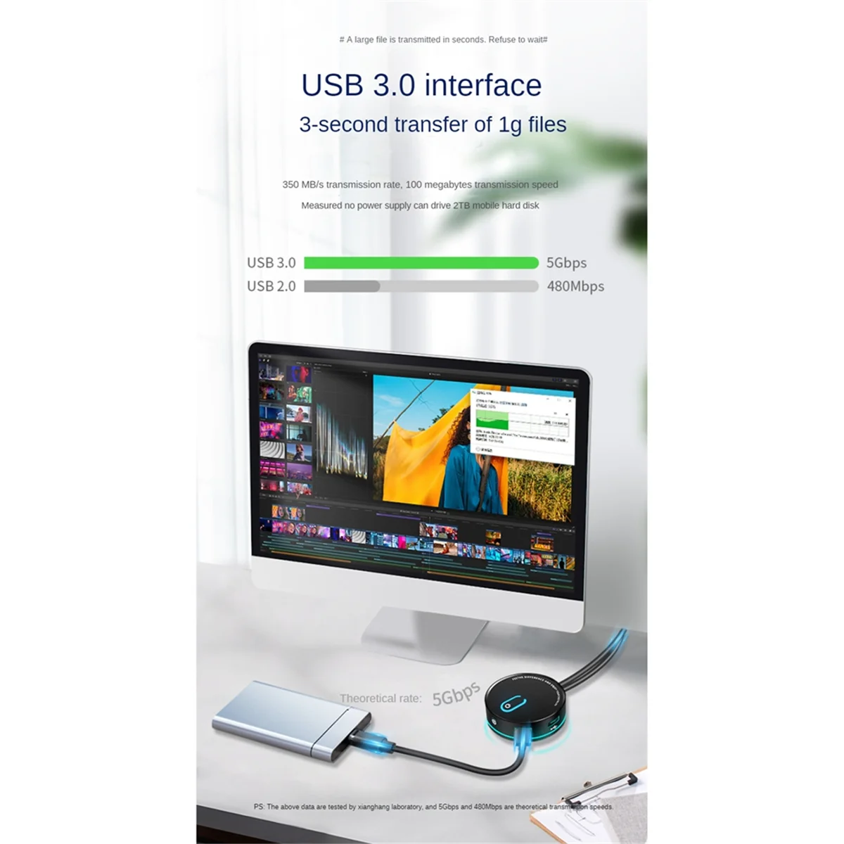 AT87-Computer Desktop Switch Internet Cafe Universal USB3.0 Home Desktop Externe Stromverlängerungstaste, Innen-USB mit Audio