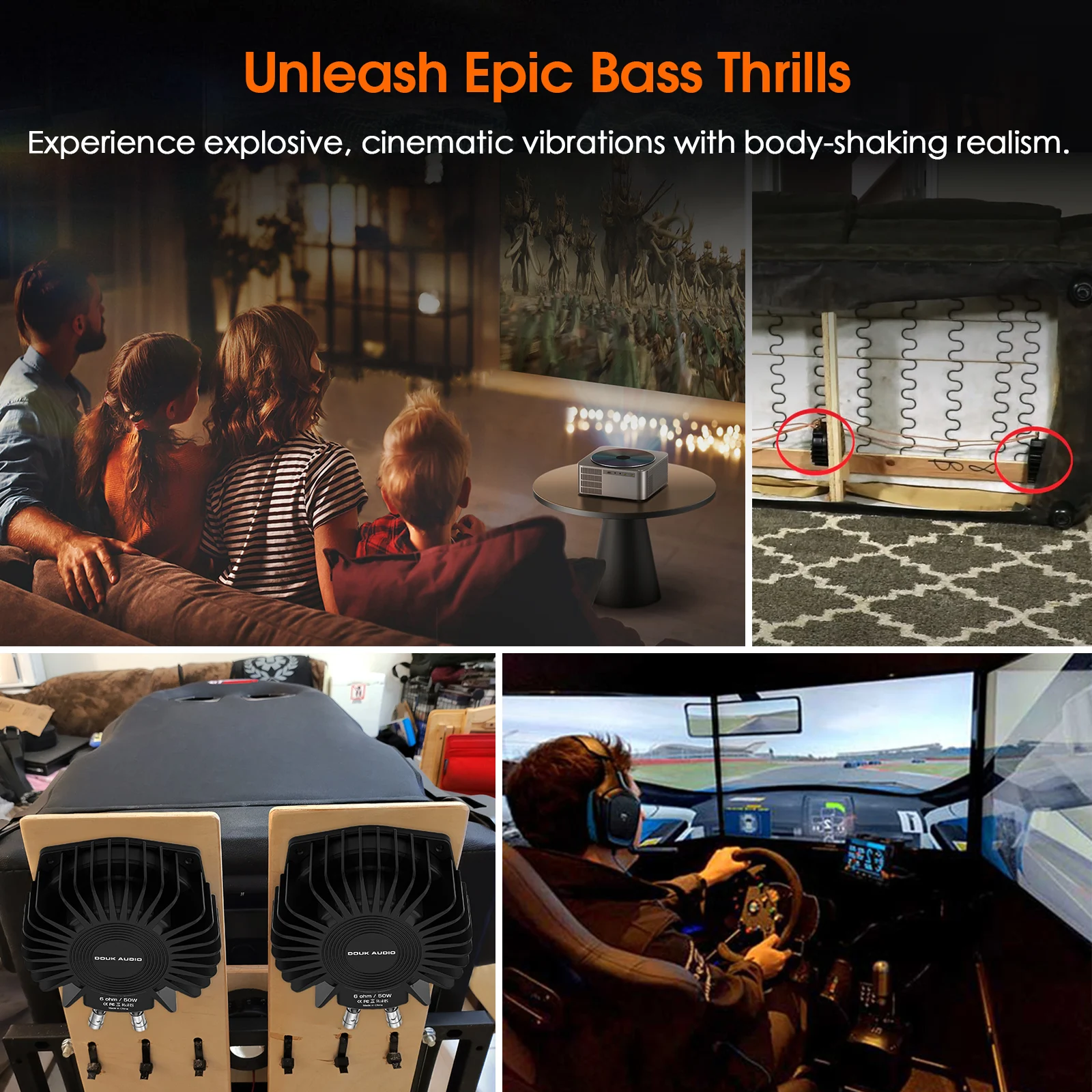 가정/자동차 극장용 Nobsound 고출력 촉각 베이스 셰이커 50Watt 서브우퍼 변환기