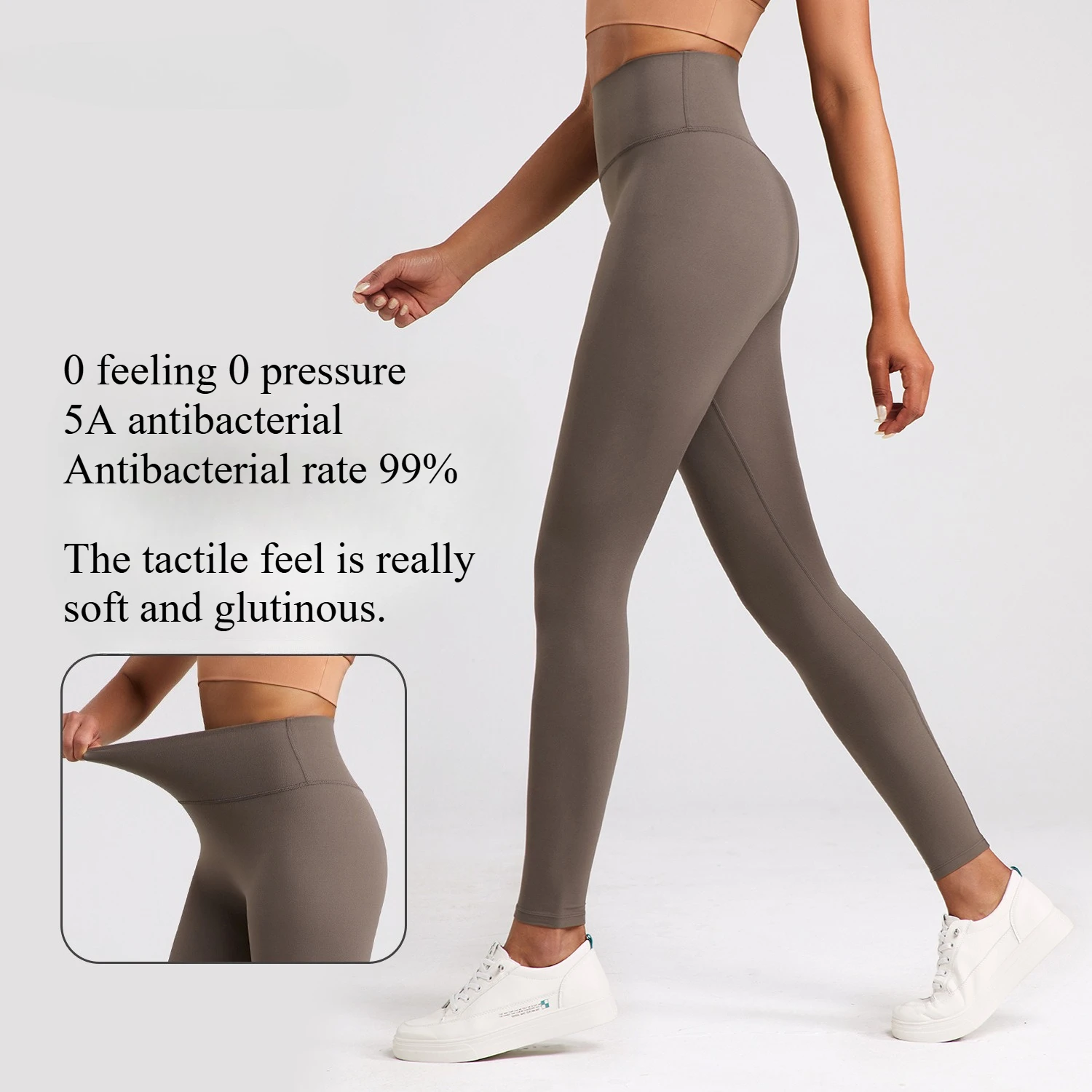 

Antibacterial High Waist Yoga Pants for Women - Seamless Naked Feel Workout Leggings, Stretchy Gym Running Tights