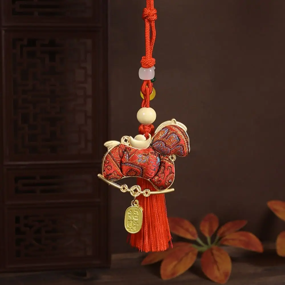 Chinese Style Pony Embroidered Pendant Brocade Satin Horse Hanging Decoration Spring Festival Zodiac