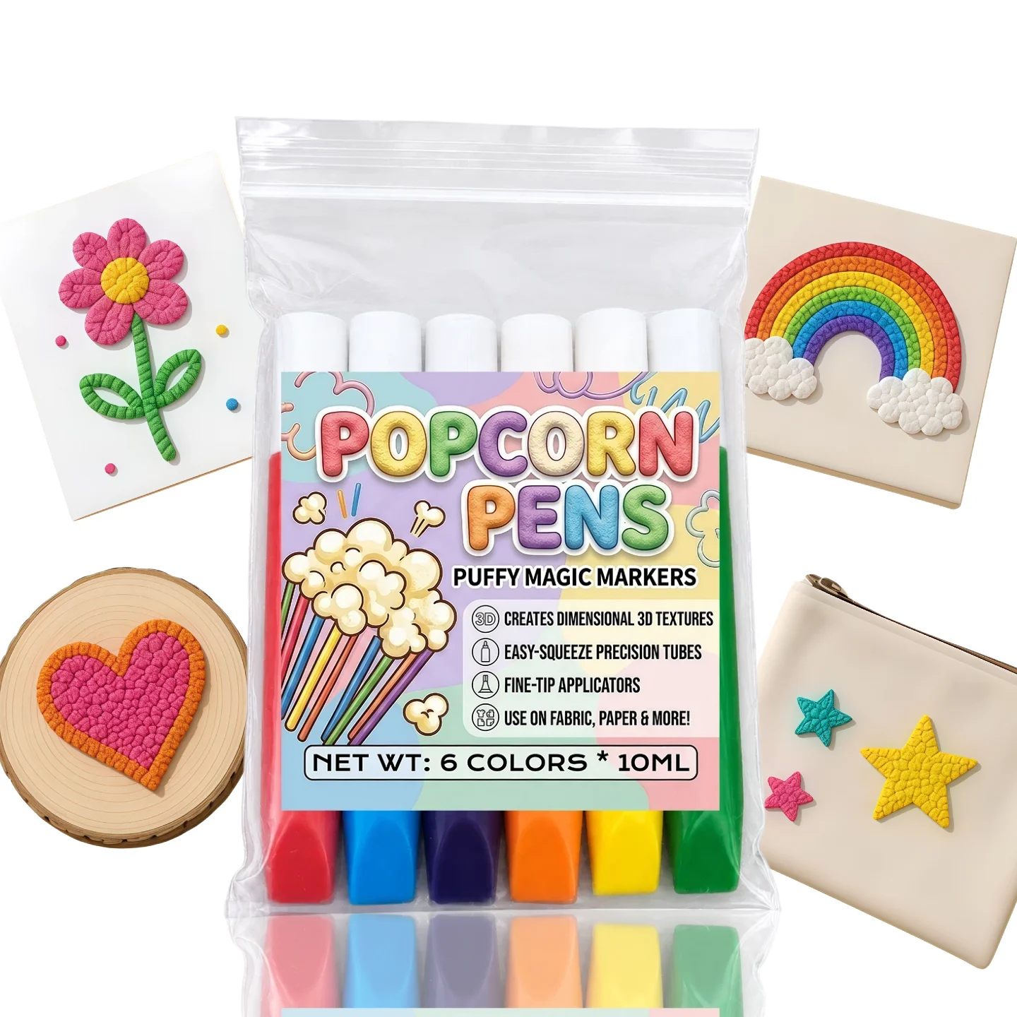 Popcorn Pens 3D Bubble Drawing Markers, Craft Art Supplies, Thanksgiving Holiday, For Handmade DIY On Paper Glass Plastic