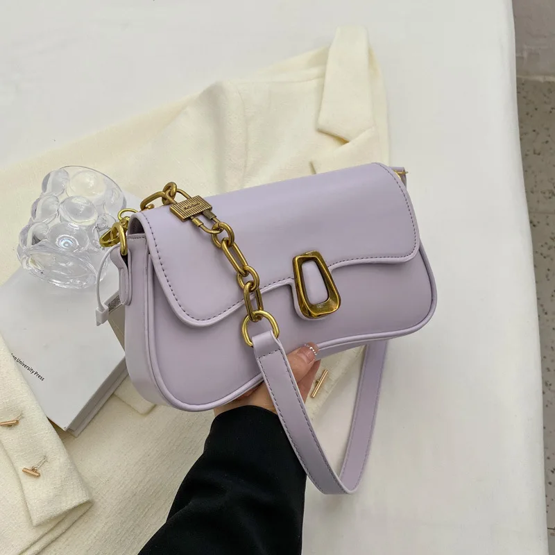 French Simple Underarm Shoulder Bag for Women 2024 Spring New Fashion Chain Handbag Versatile Commute Crossbody Bags