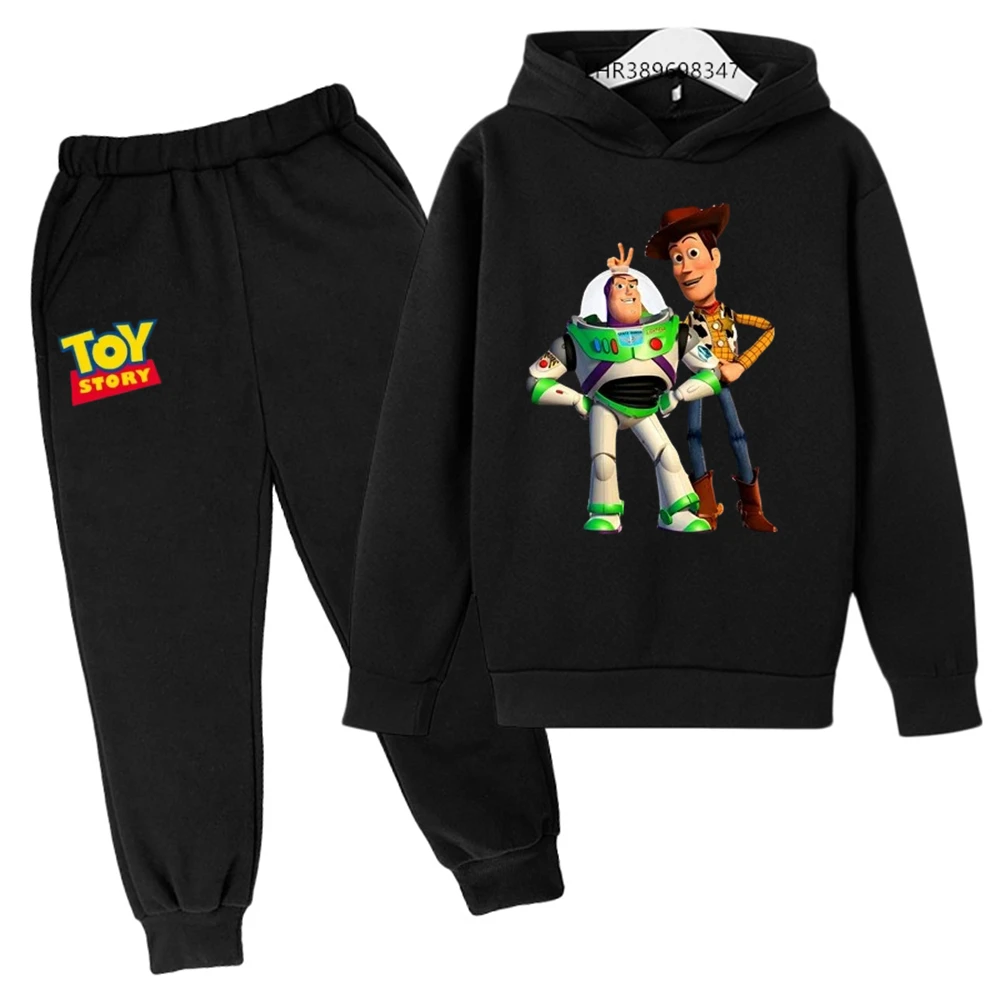 Disney Toy Story Mania Kids Boys Hoodie+Pants Tracksuits Streetwears Children Leisure Autumn Winter Girls Toddle black Clothes