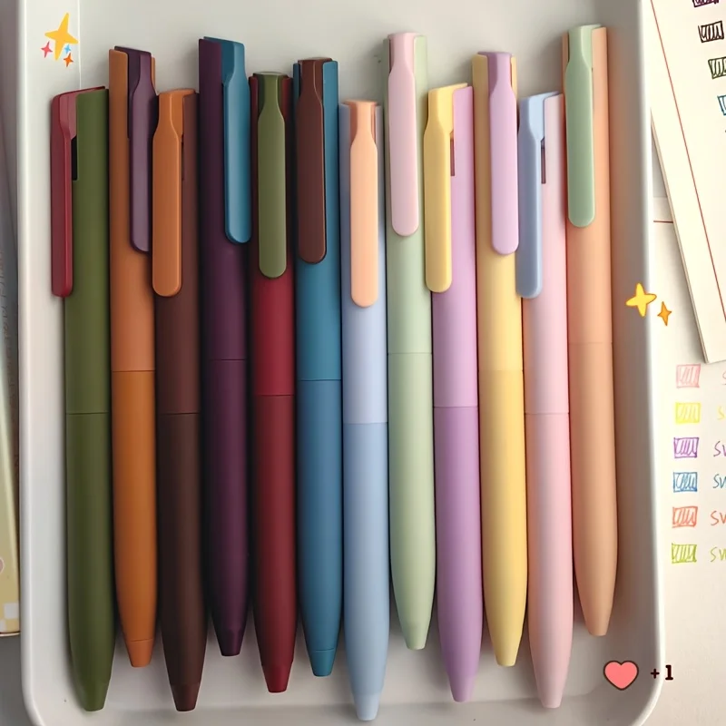 6pcs Vintage Dopamine Colored Gel Pens Set 0.5mm Fine Point Quick-Drying Plastic Material for Journaling Drawing and Note-taking