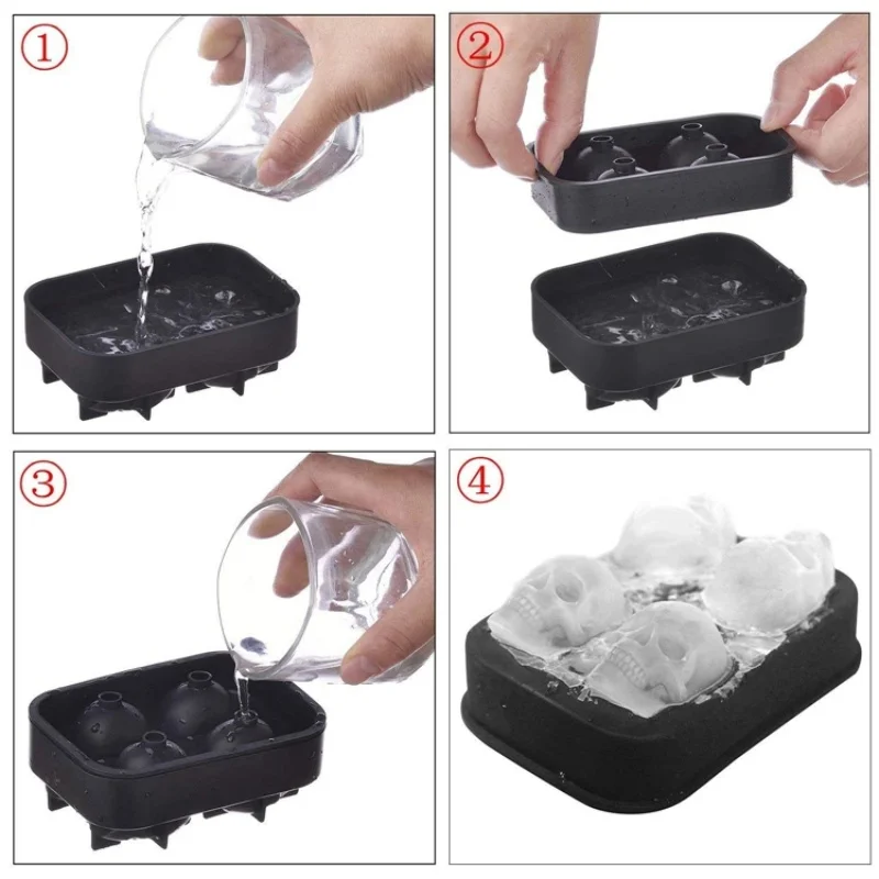 Ice Cream DIY Tool Whiskey Wine Cocktail Ice Cube Ice Cube Maker Chocolate Mould Creative Ice Tray Skull Shape Silicone Mold