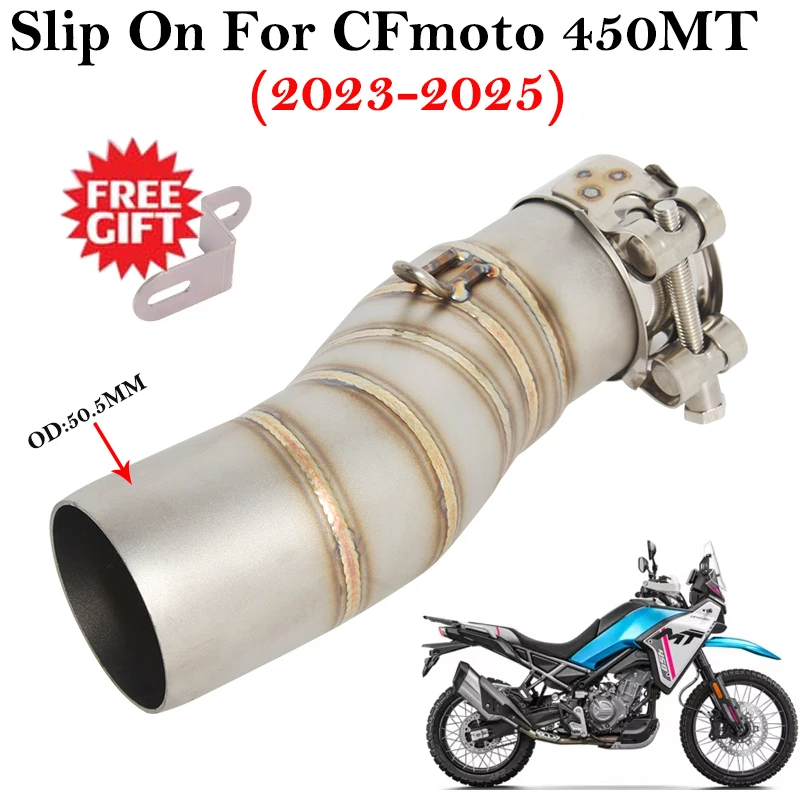 

Slip On For CFmoto 450MT 450 MT 2023 2024 2025 Motorcycle Exhaust Escape Stainless Steel Mid Link Pipe Connection 51MM Muffler
