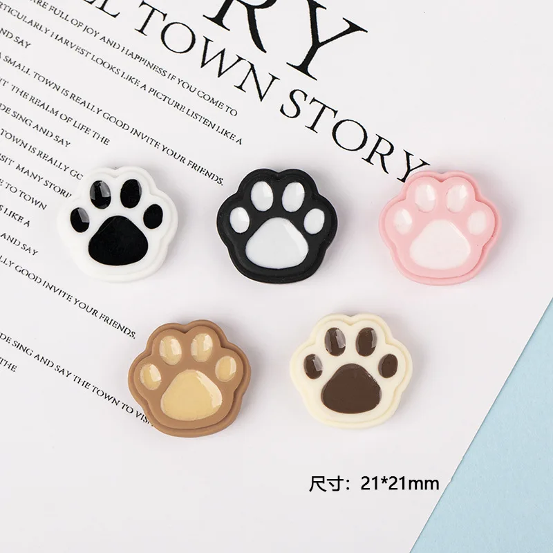 10pcs New Resin Accessories Cartoon Cat Paw Chocolate Diy Scrapbook Crafts Mobile Phone Case Patch Hair Accessories Material