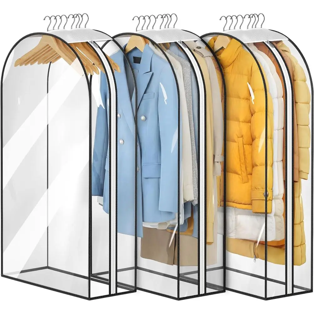 10-Pack Gusseted Garment Bags for Hanging Clothes, 3-Pack 40 Suit Covers for Closet Storage