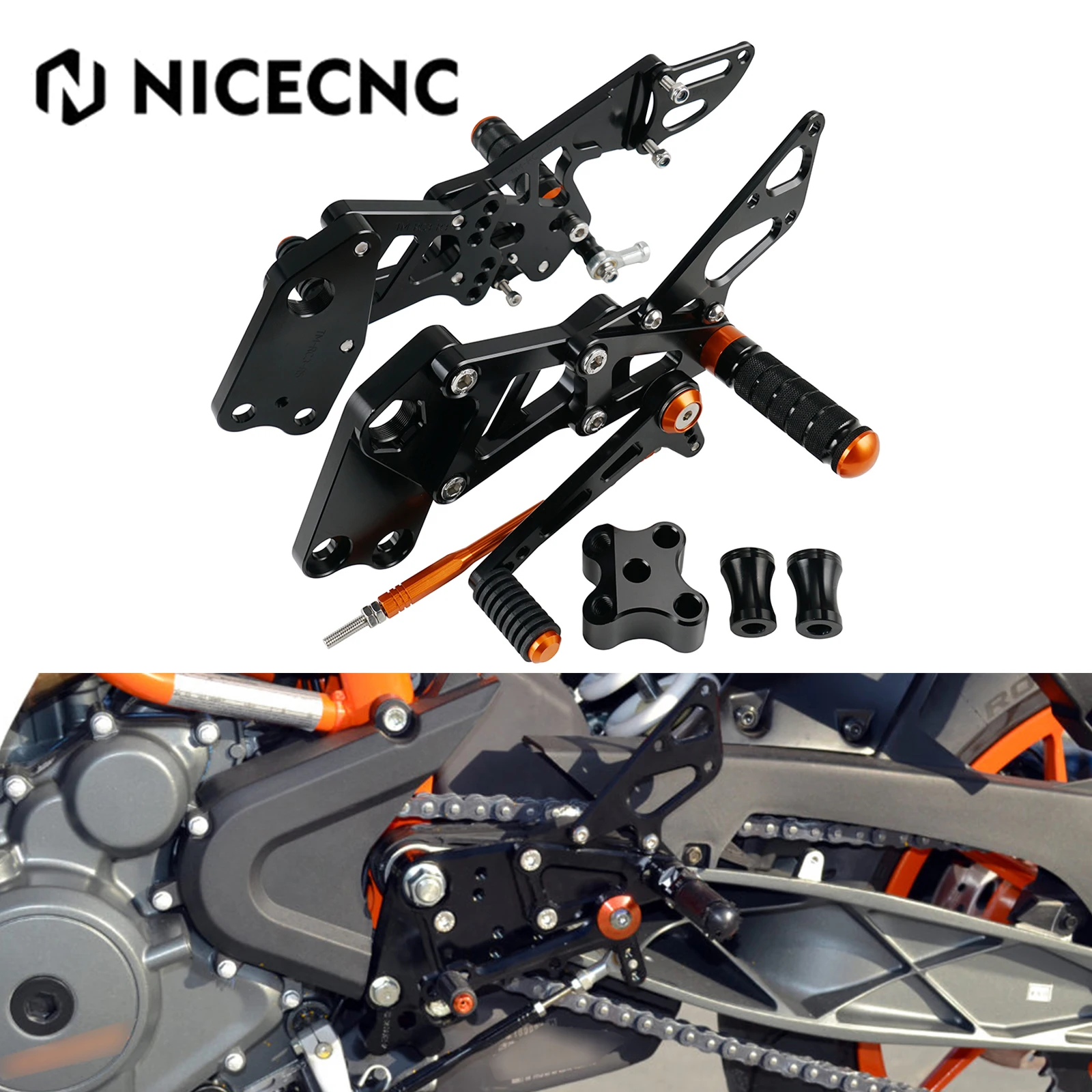 For KTM RC 125 200 390 2014-2021 Racing  Adjustable Rearsets Footrests RC125 RC200 RC390 2014 2015 2016 2017 2018 2019 2020 2021