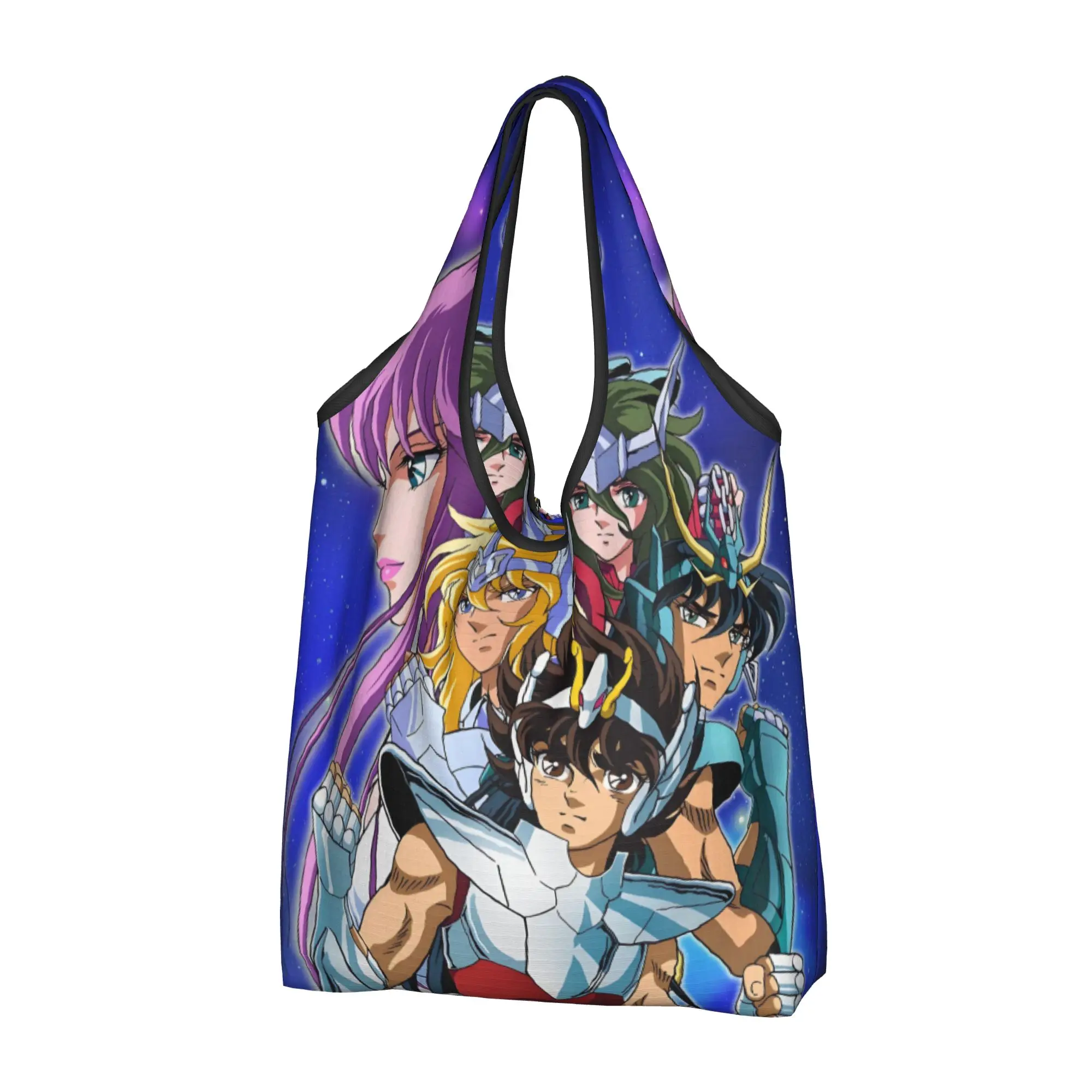 Classical S-Saintes S-Seiyaes Manga Grocery Tote Shopping Bag Women Kawaii Comic Shoulder Shopper Bag Big Capacity Handbags