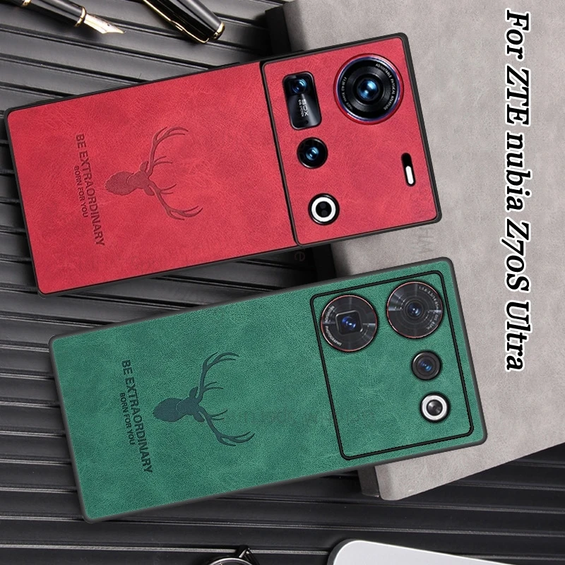 

For ZTE nubia Z70S Ultra 3D Cartoon Head Elk Deer Leather Protection Case Nubia Z70 Ultra Z50 Z60S Pro Soft Frame Silicone Cover
