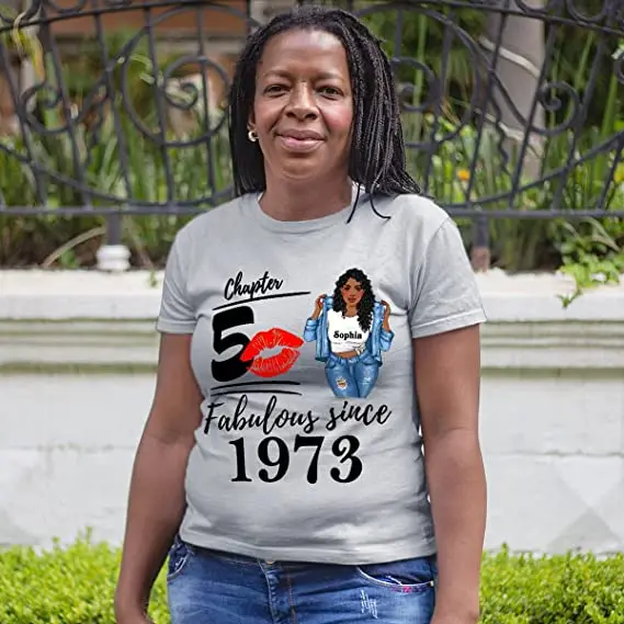 

CHAPTER 50 Fabulous Since 1973 50th Birthday T-Shirt Present Mama Gift 50 Year Old Clothes Women's Fashion Mommy Graphic Tee Top