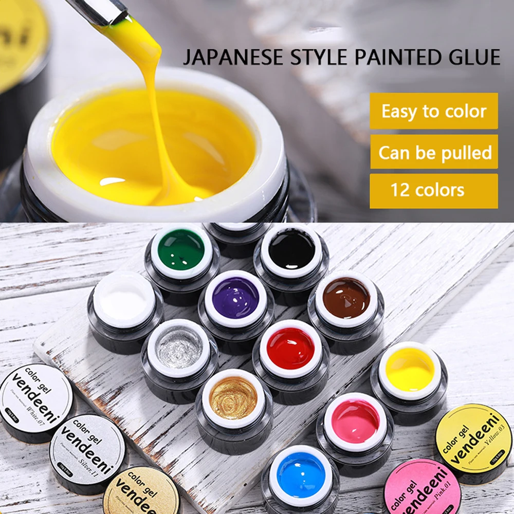 Nail Art One Stroke - Vendeeni 12 Farben Malgel-Nagellack 3D Soak-Off