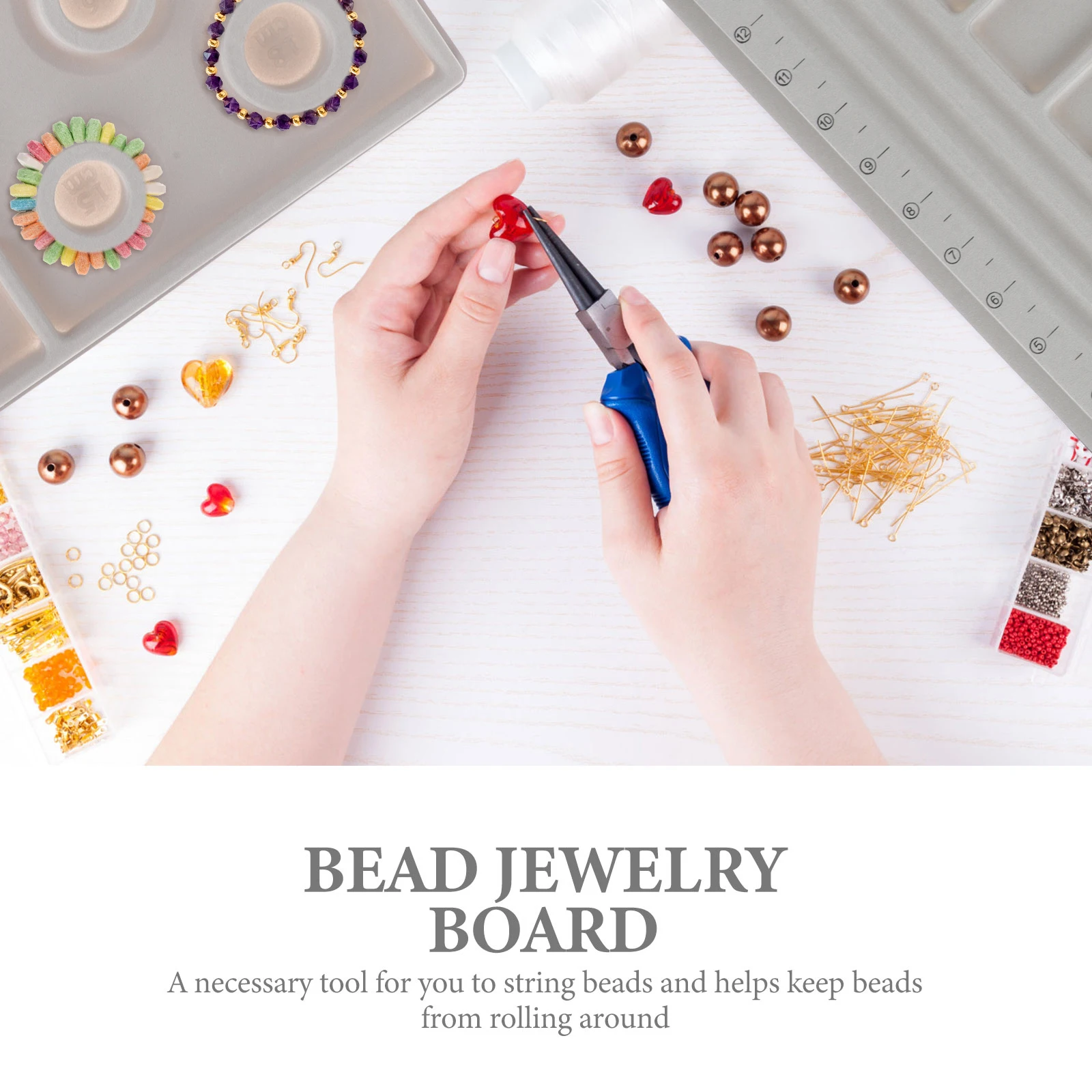 

2pcs Bead Design Boards Bracelet Necklace Beading Jewelry Making Tool Durable Premium Plastic Groove Design Easy Stringing