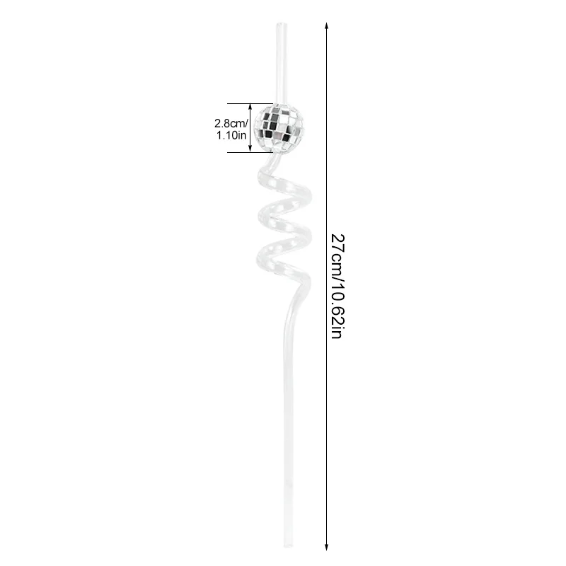 6pcs Mirror Disco Ball Straws 70s Disco Party Decor Birthday Wedding Bachelorette Hen Bar Party Supply Cocktail Drinking Straw view 6