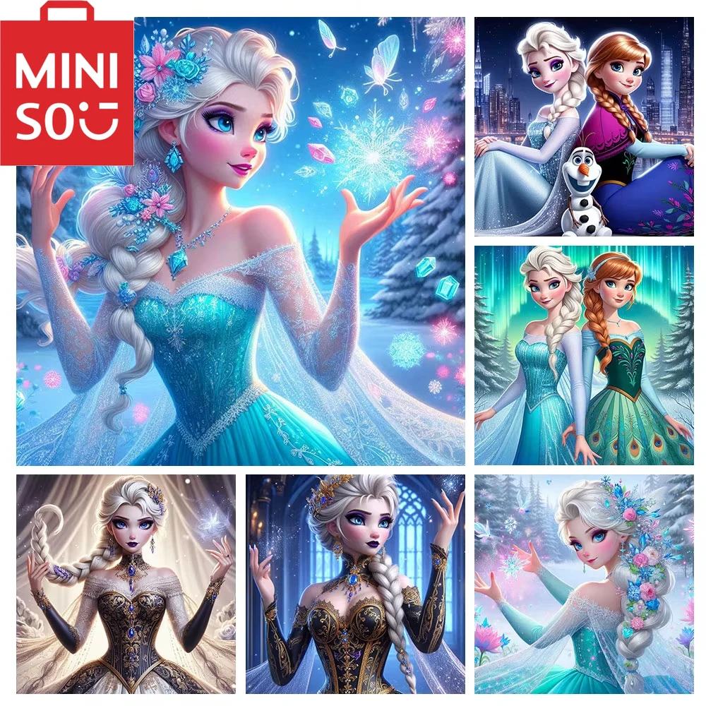 

MINISO DIY картина маслом по номерам Disney «Холодное сердце» принцесса Эльза украшение дома стены гостиная бар декор комнаты лучший подарок рамки