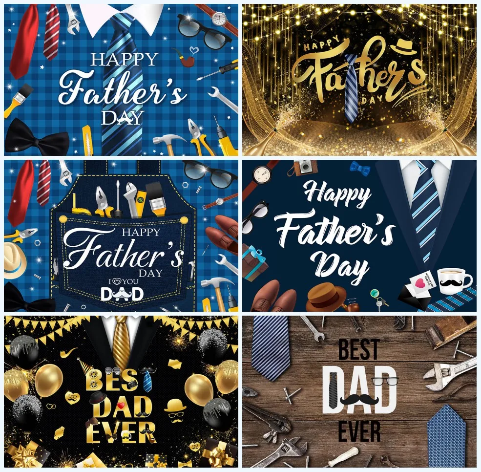 

Mehofond Father Day Backdrop Fixing Tool Tie Leather Shoes Love Dad Men Birthday Party Decor Photography Background Photo Studio