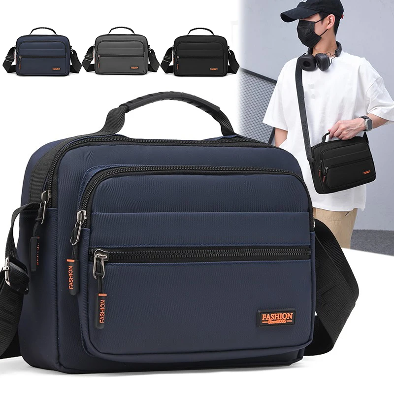 

Portable Men Crossbody Bag Solid Color Phone Pouch Wallet Business Commuting Shoulder Bags Multipupose Messenger Pack Schoolbag