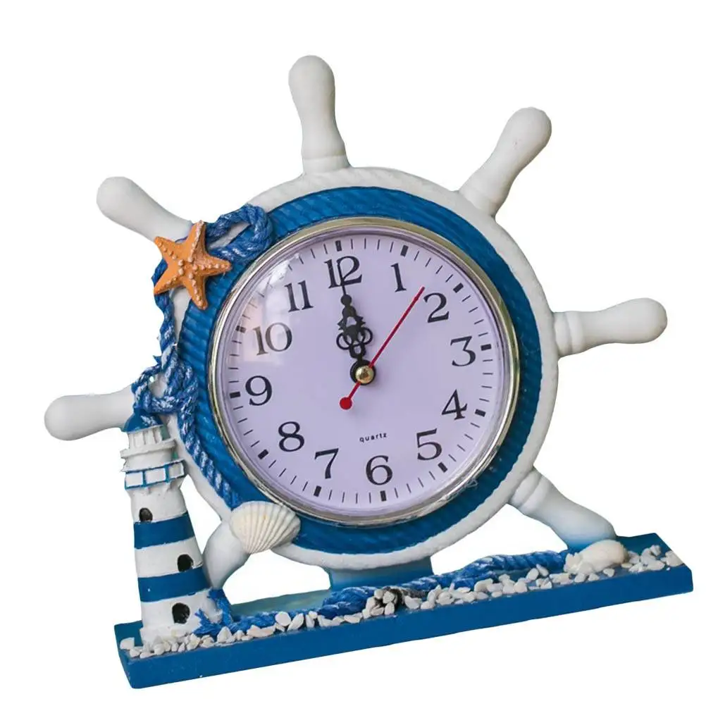 1Pc Nautical Style Clock Lamp Tower Silent Desk Table Home Decor Ocean naments Household Living Room Accessories Theme - Image 6