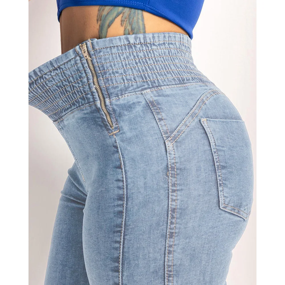 High Waist Jeans Women\'s Summer Thin Skinny Pants New Stretch Slim Fit Pencil Pants Slimming Cropped Pants