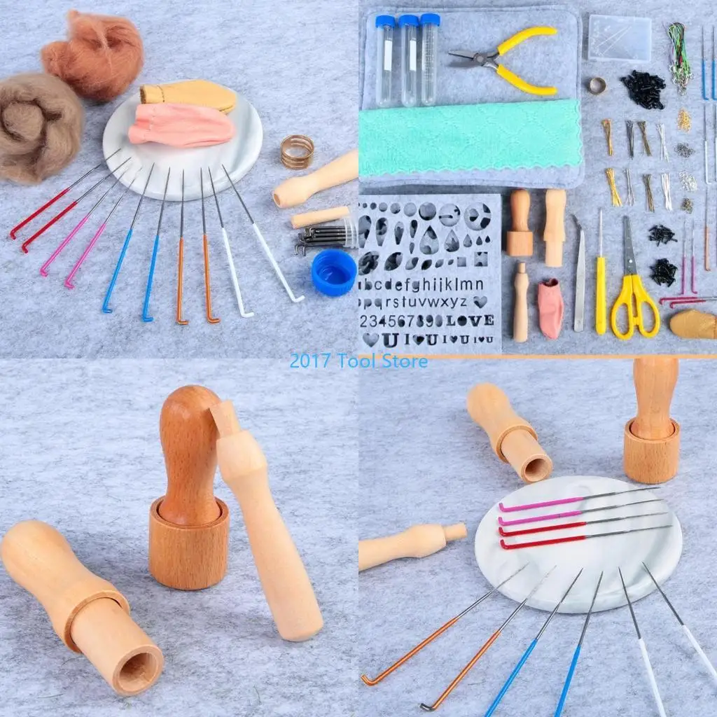 

K92A Needle Felting Starter Kits Multicolor Wool Roving Wool Felt Tools Included Felted Mold Material Pack Felting Supplies