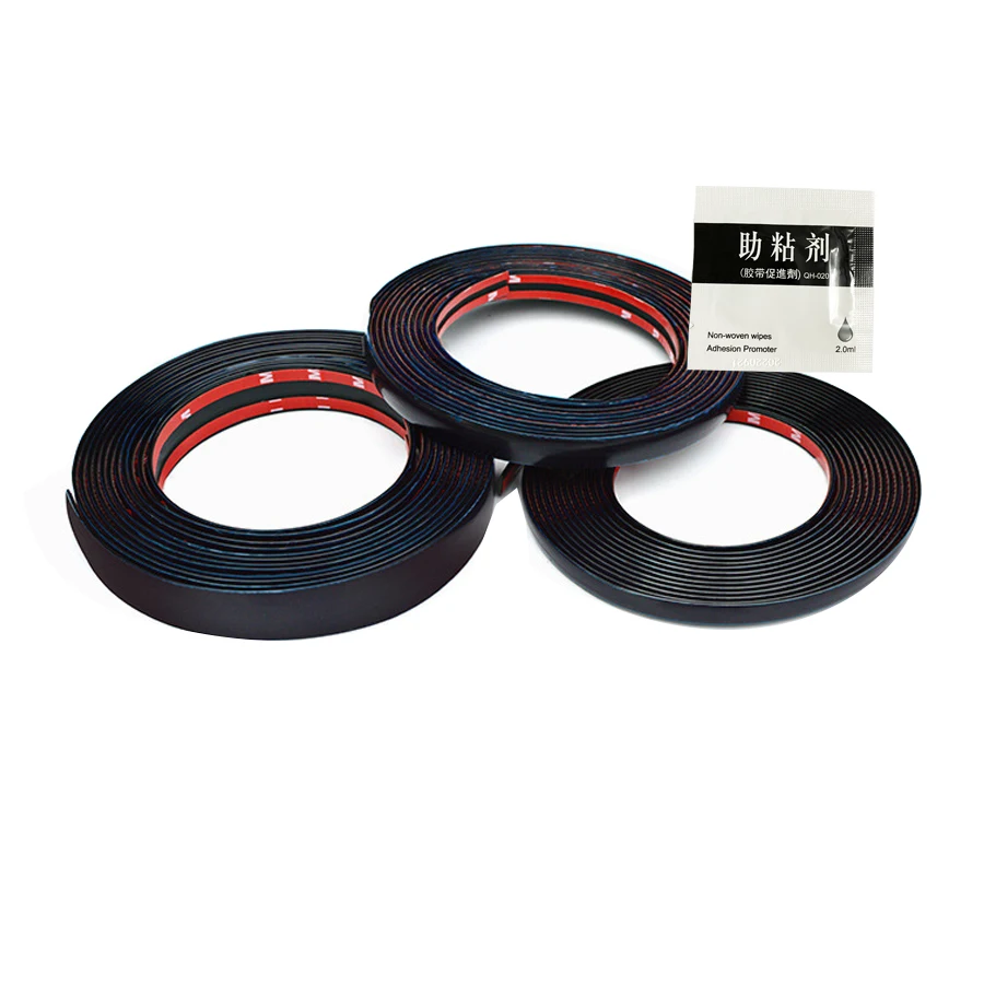 3 Meters Bright Black Universal Car Chrome Decorative Strips Auto Door Protector Strip Styling Bumper Decoration Moulding Trim