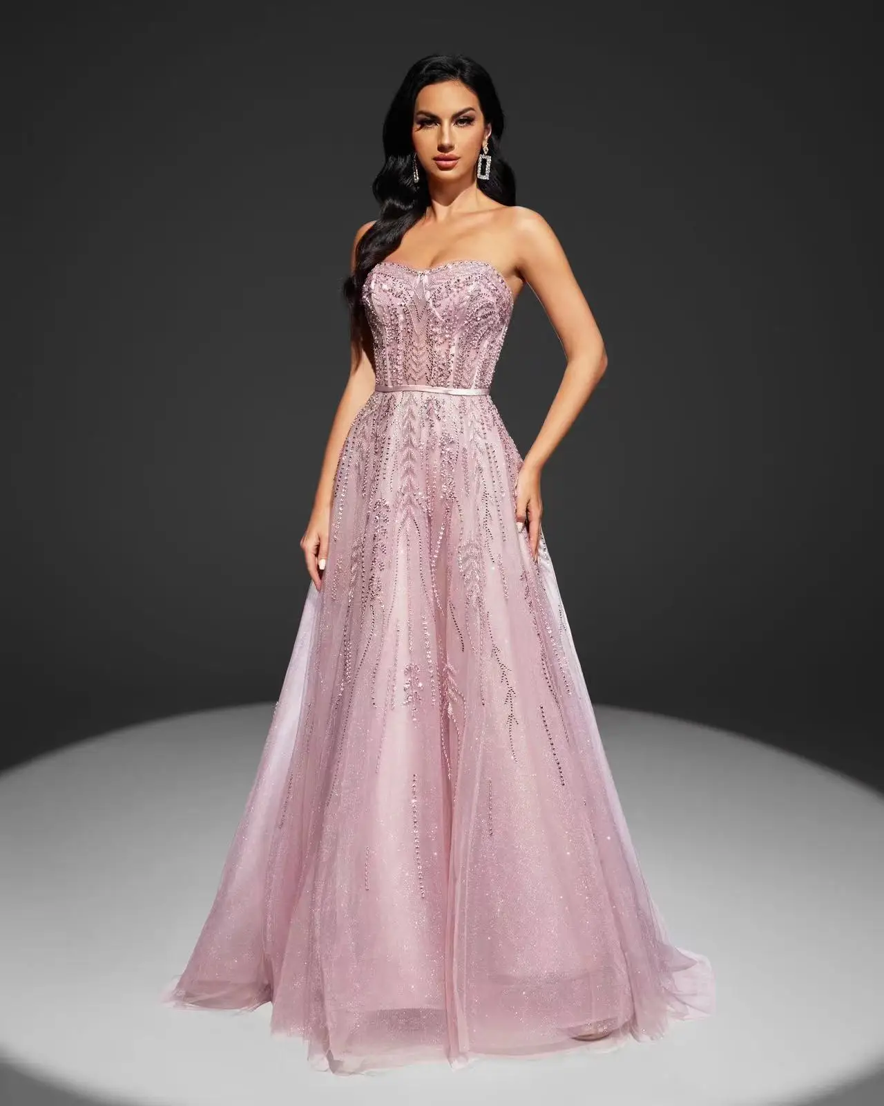 فساتين سهرة عربية طويلة فاخرة باللون الوردي من Shalimar Zhang للنساء لحفلات الزفاف في دبي فستان خطوبة رسمي للحفلات الراقصة حسب الطلب