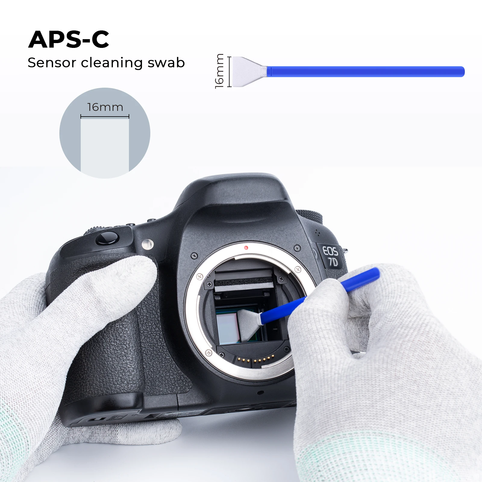 K&F Concept COMS Cleaning 16mm APS-C Frame Sensor Cleaning Swabs 10Pcs Packed Individually Vacuum for DSLR Digital Cameras