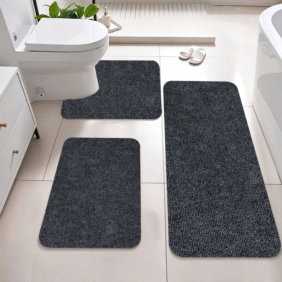Self-Adhesive Bathroom Mat Set, Self-Adhesive Non-Marking Mats, Can Be Re-Applied, Washable and Reusable, No Residue, Nano Bathroom Mats, Door Mats, Kitchen Mats, Customizable Sizes, Suitable for All Indoor Spaces